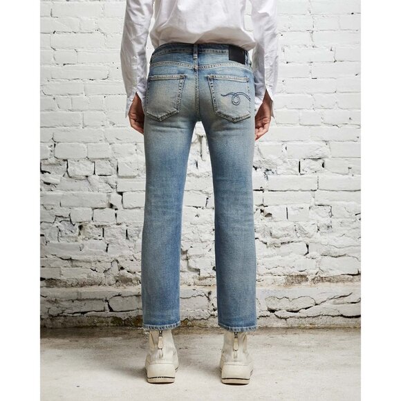 R13 Boy Straight Jeans in Hester Blue Stretch - Picture 5 of 6